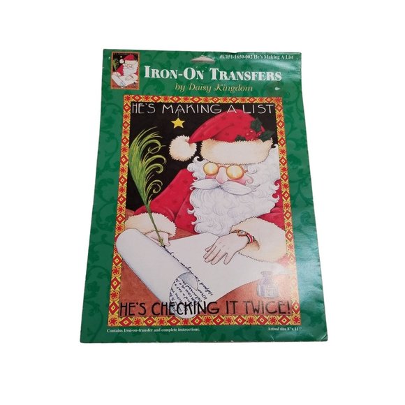 Iron On Transfers Daisy Kingdom He's Making a List Santa Claus Christmas Craft - Picture 1 of 7